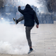 Image for article titled Photos: Protesters in Kosovo have set fire to government headquarters
